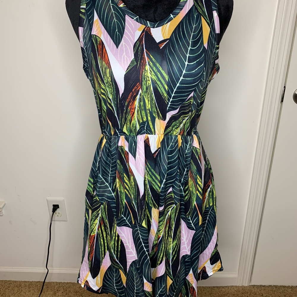 Tropical Leaf Print Dress